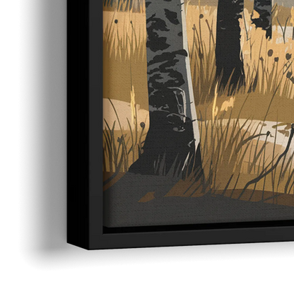 Aspen Tranquil Woodland - Close-Up Black Frame Canvas