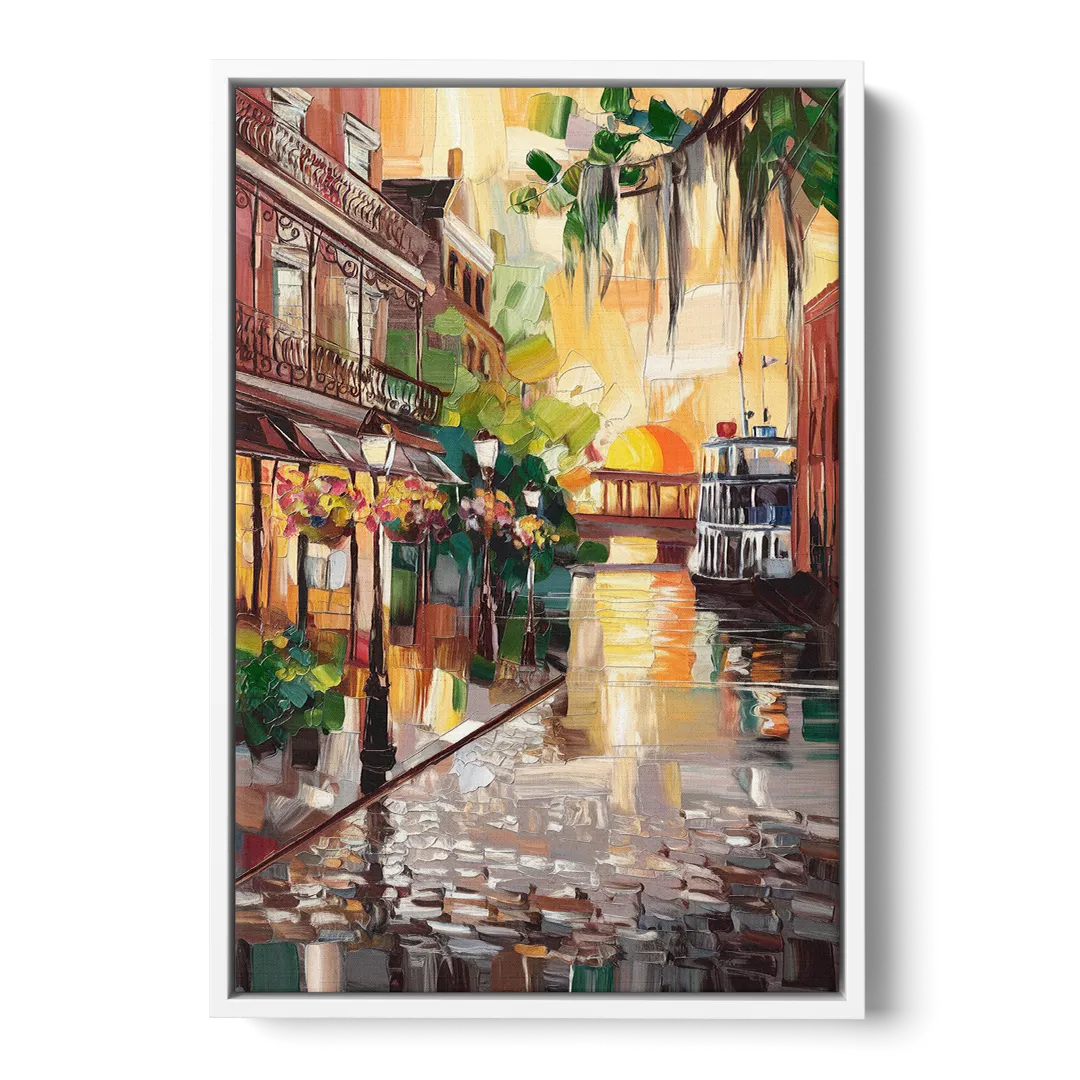 Savannah River Street Vibes - White Frame Canvas
