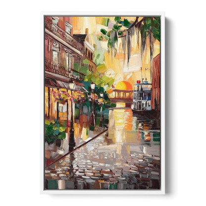 Savannah River Street Vibes - White Frame Canvas