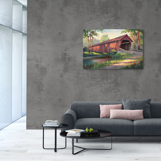 Ashland Covered Bridge - Canvas Wall Art Living Room