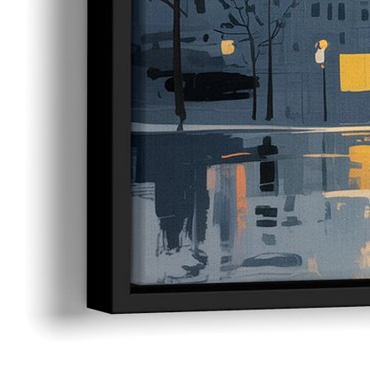 Quebec City Street Lamps - Close-Up Black Frame Canvas