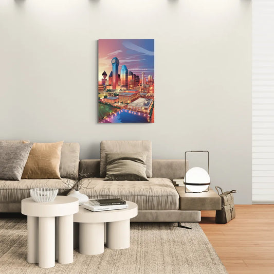Dallas Downtown Views - Canvas Wall Art Living Room