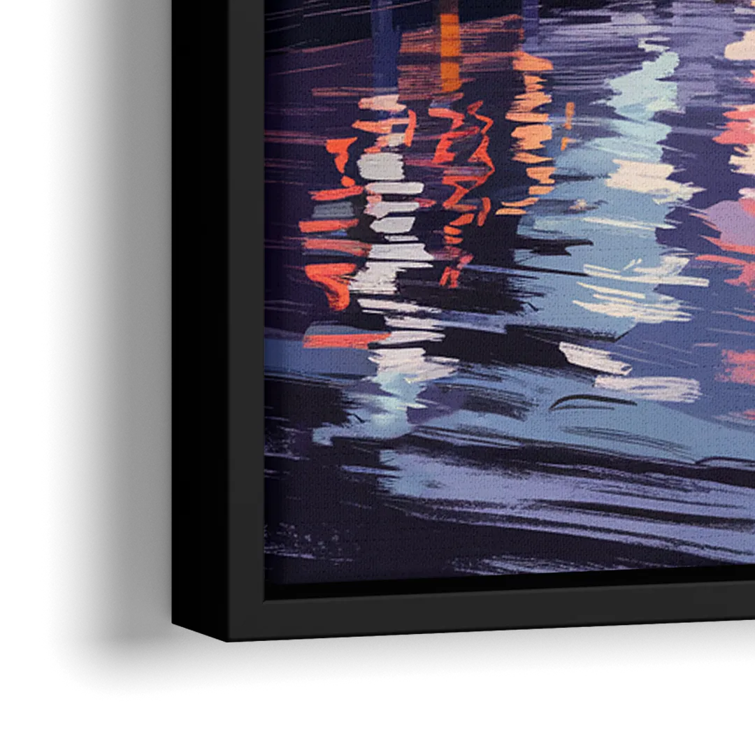 Seattle Waterfront Scene - Close-Up Black Frame Canvas