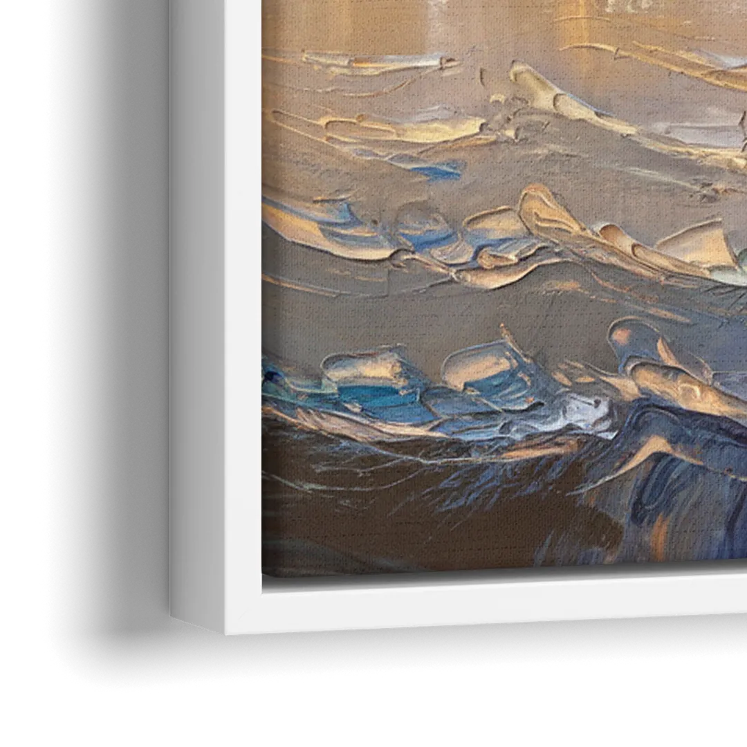 New York City Hudson River View - Close-Up White Frame Canvas