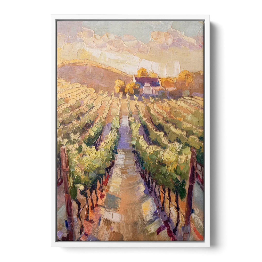 Traverse City Vineyard Scenery - White Frame Canvas