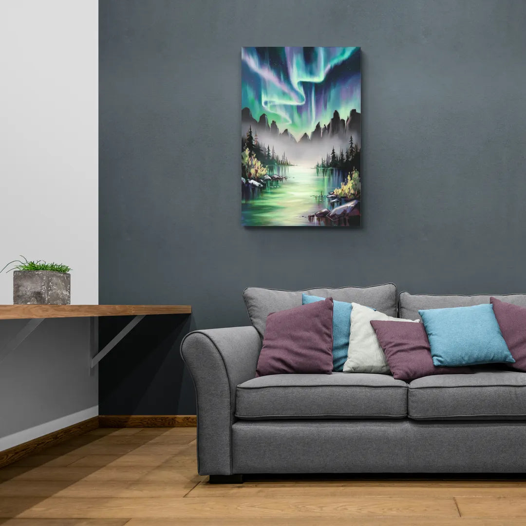 Aurora Borealis Landscape - Canvas Wall Art Living Room