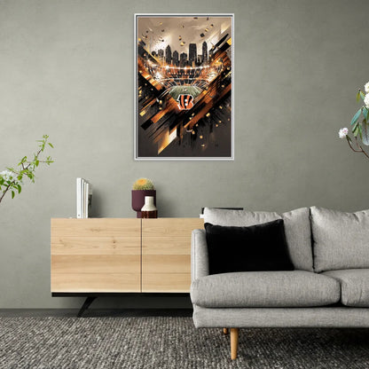 Cincinnati Bengals AFC Championship Celebration - Living Room White Frame Canvas