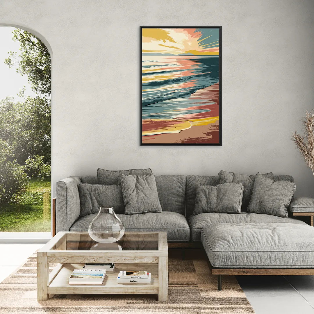 Dunedin Sunset Over Water - Living Room Black Frame Canvas
