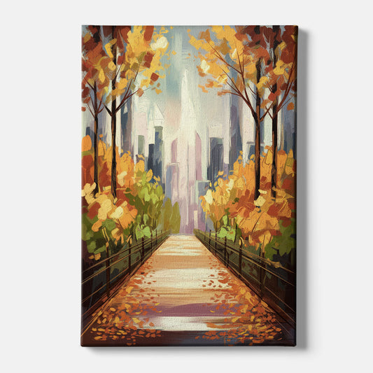 New York City Central Park in Fall Sunny - Canvas Wall Art