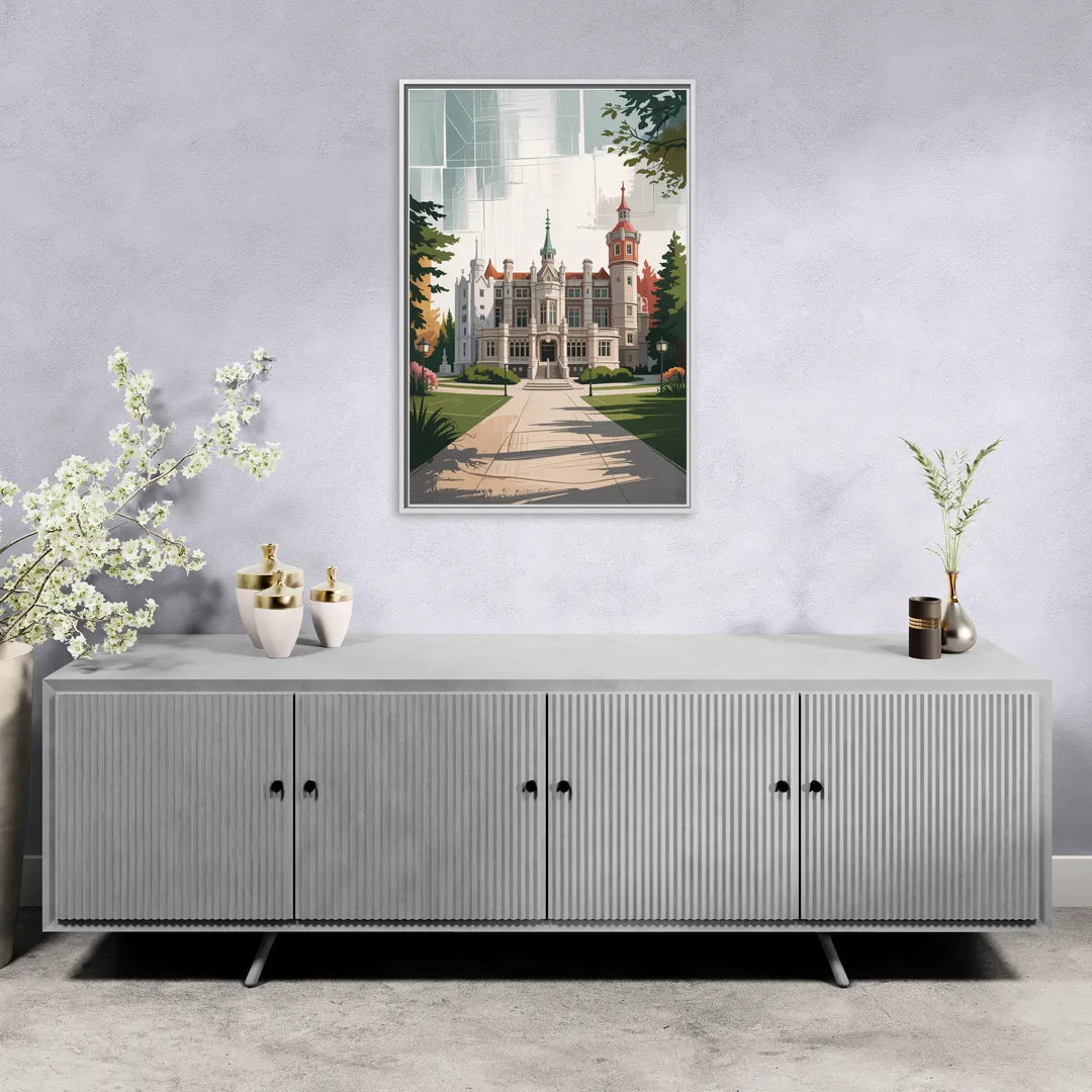 Casa Loma Historic View - Living Room White Frame Canvas