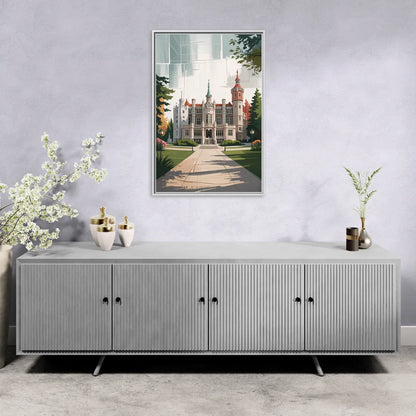 Casa Loma Historic View - Living Room White Frame Canvas