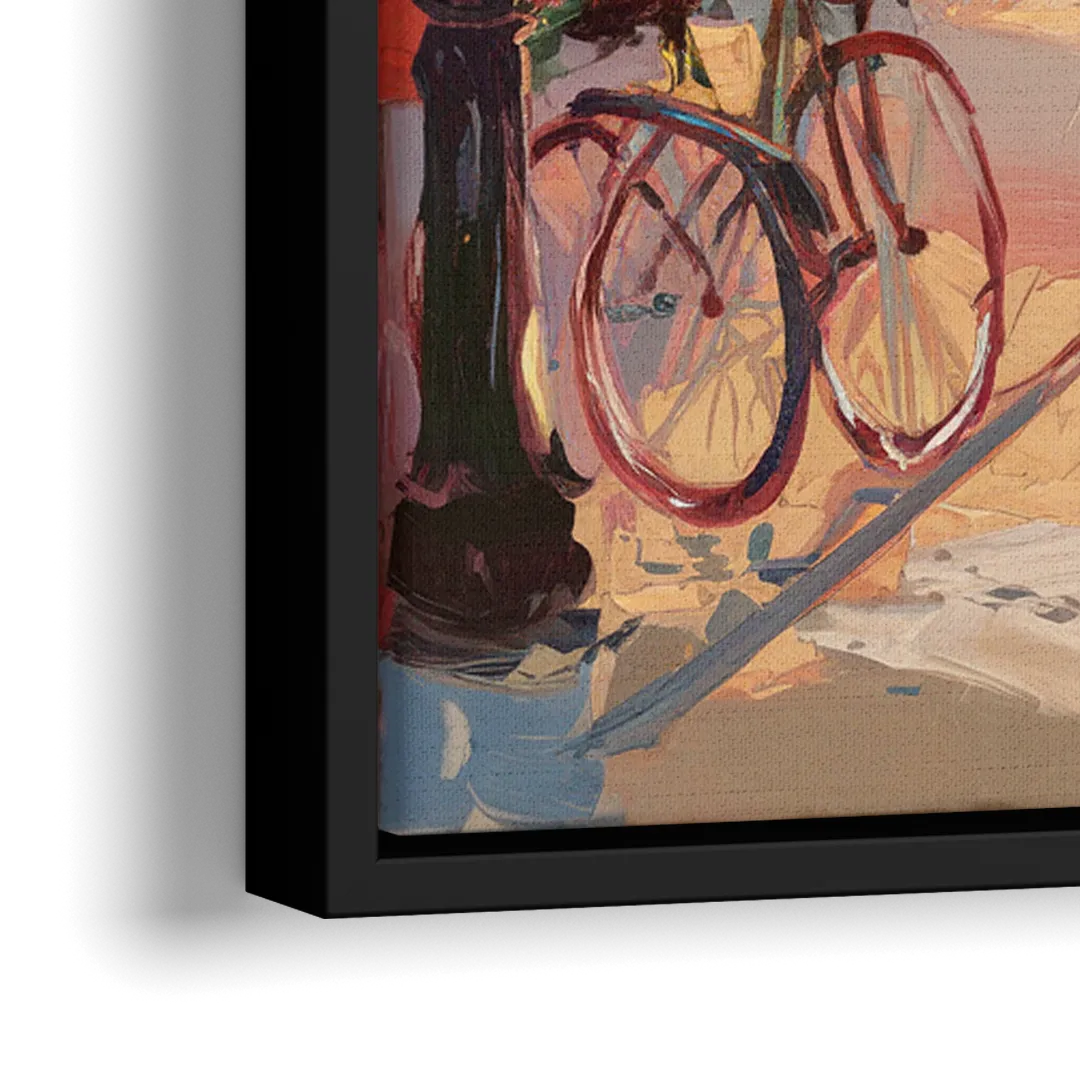 Mackinac Island Main Street Charm - Close-Up Black Frame Canvas