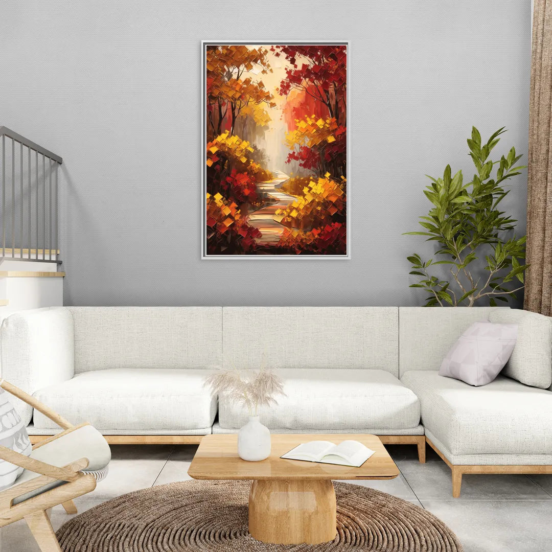 Salem Autumn Forest - Living Room White Frame Canvas