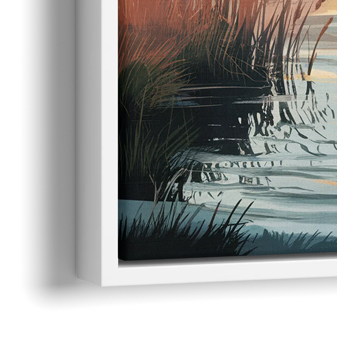 Chesapeake Coastal Sunrise - Close-Up White Frame Canvas