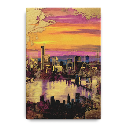 Portland Skyline Sunset - Canvas Wall Art