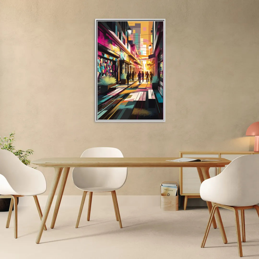 Garland Vibrant Streets - Living Room White Frame Canvas