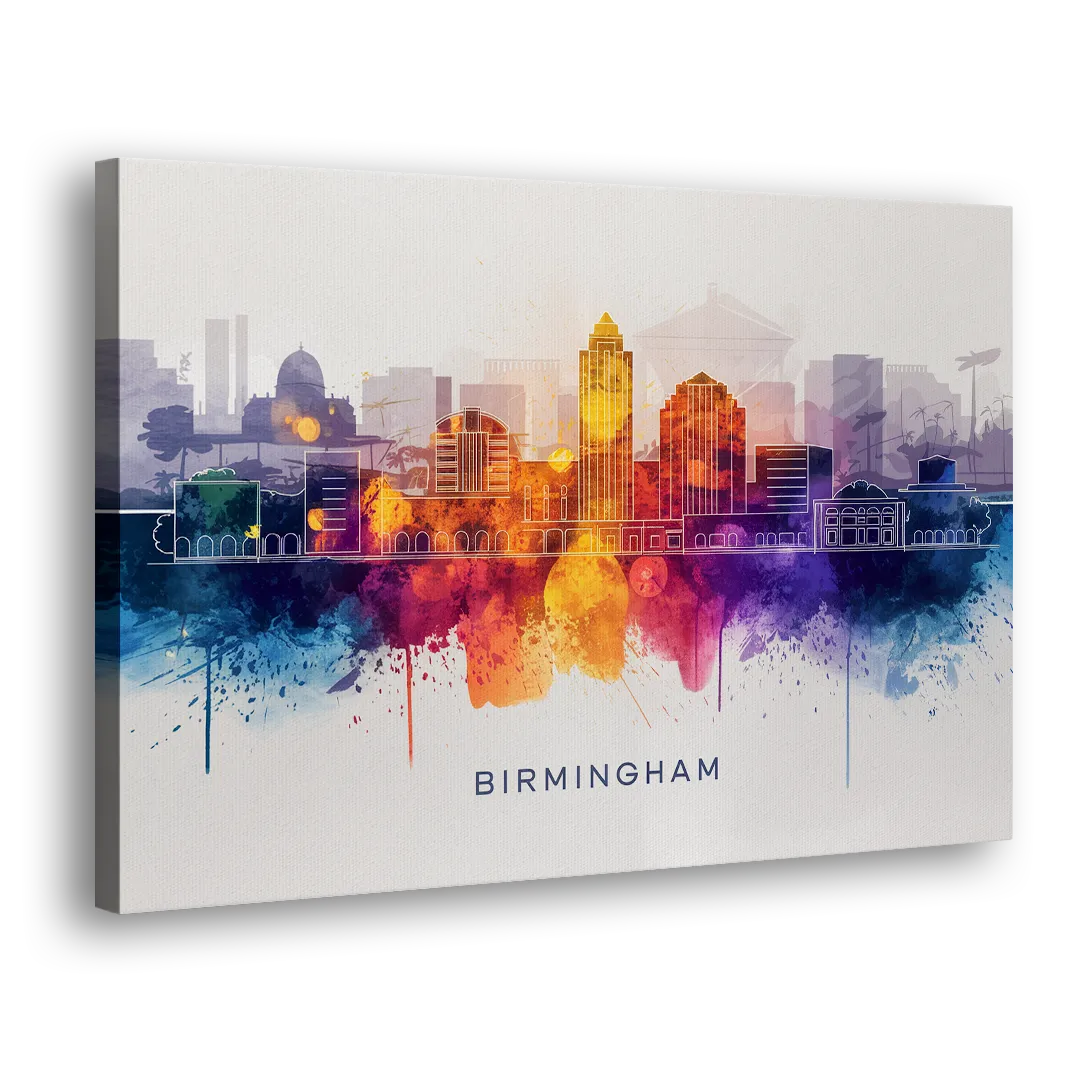 Birmingham Downtown Skyline - Canvas Print Art Sides