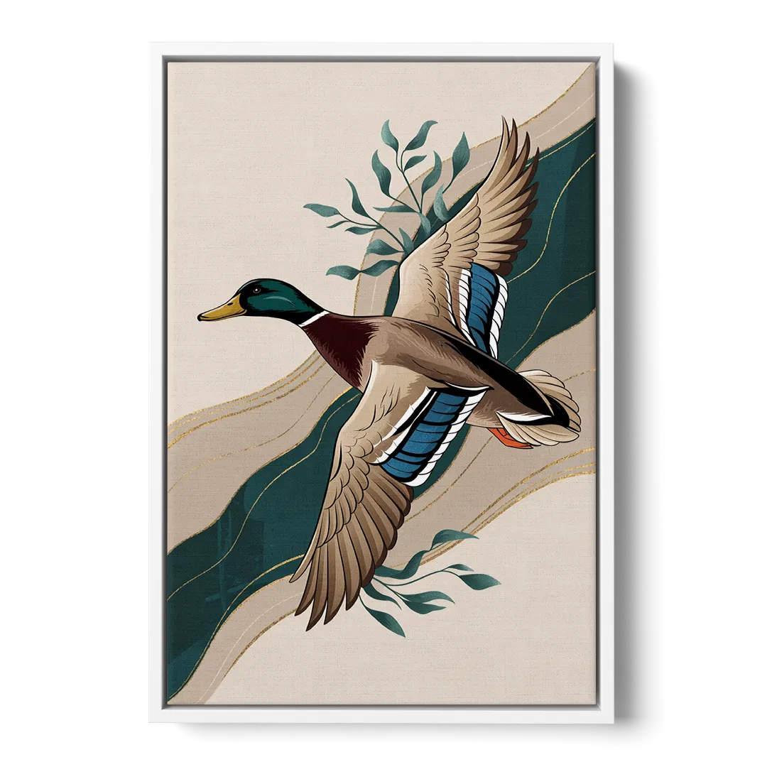 Eugene Ducks Fan Design - White Frame Canvas