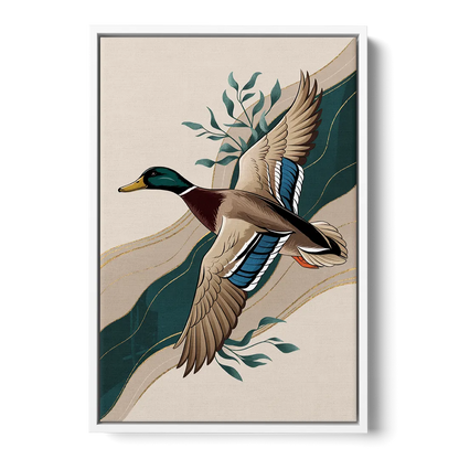 Eugene Ducks Fan Design - White Frame Canvas
