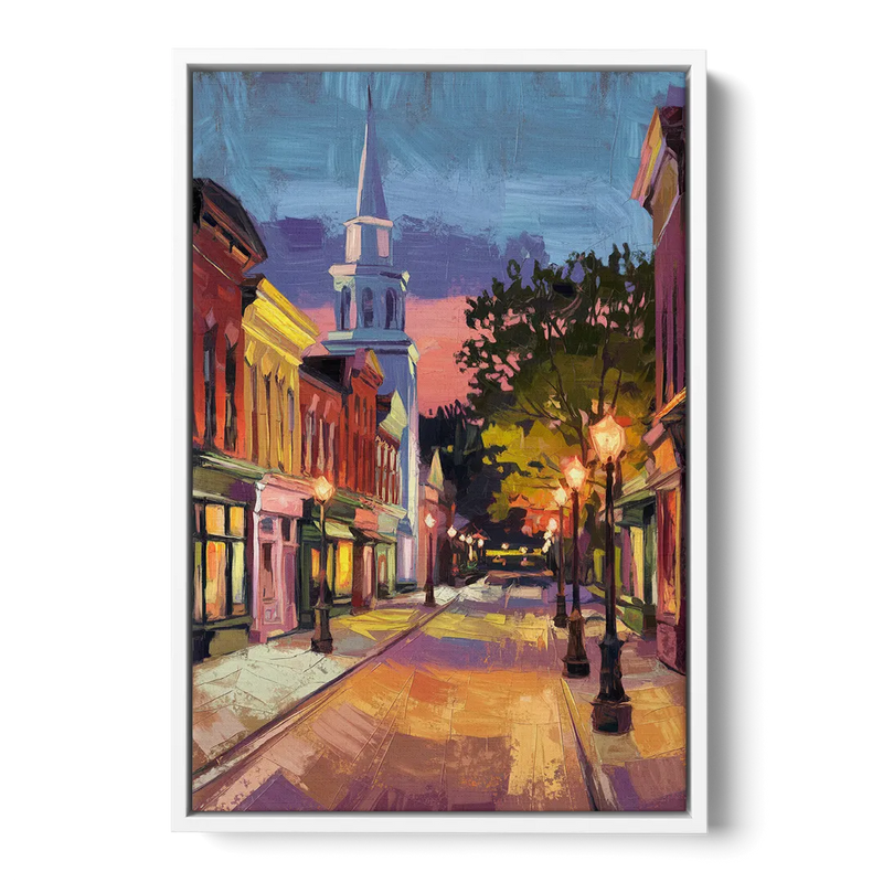 Burlington Historic Downtown - White Frame Canvas