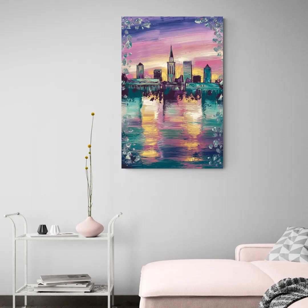New Orleans Skyline at Sunset - Canvas Wall Art Living Room