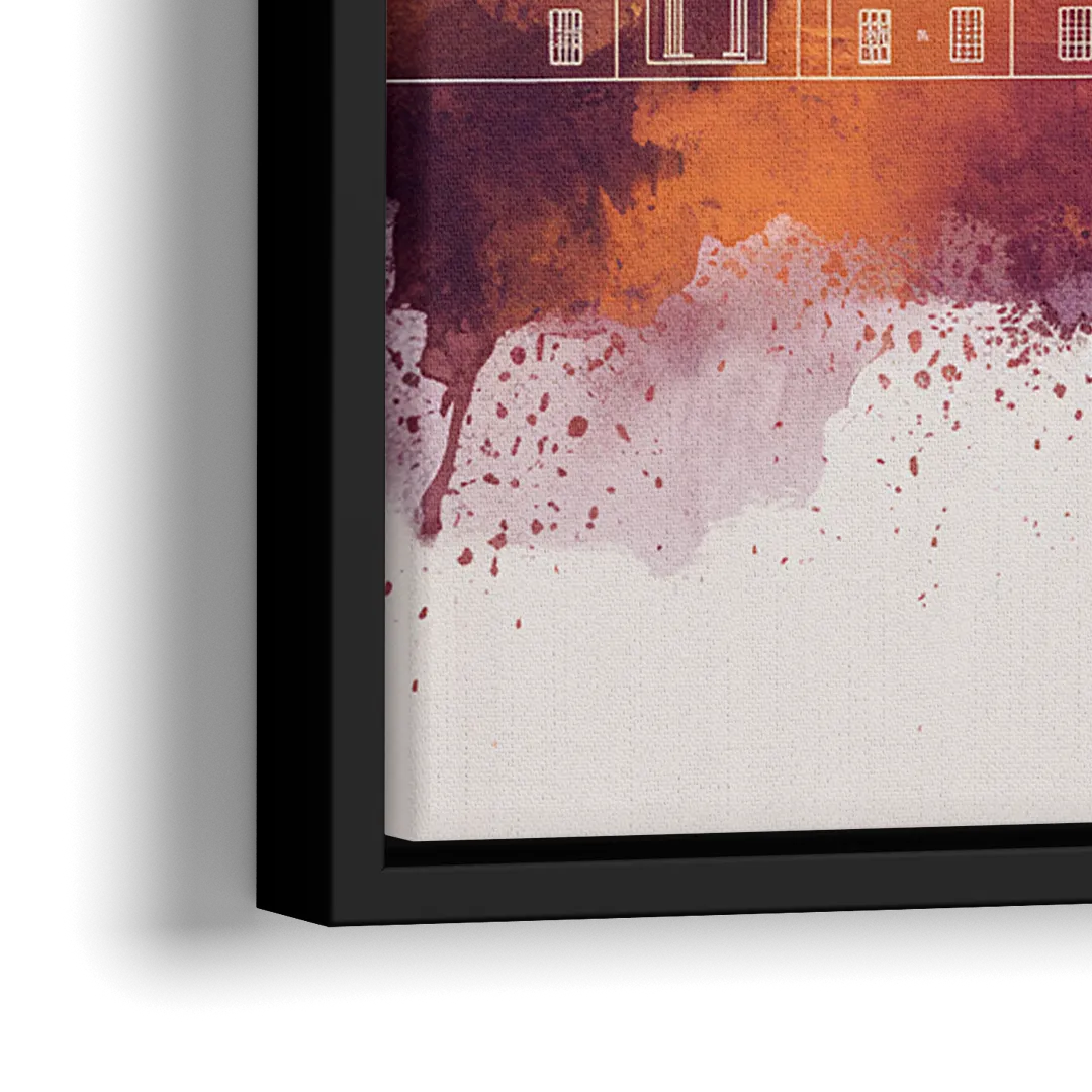 Louisville Sunset Over Skyline - Close-Up Black Frame Canvas