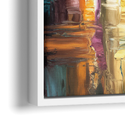 Wichita Cityscape Glow - Close-Up White Frame Canvas