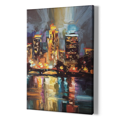 Wichita Cityscape Glow - Canvas Print Art Sides