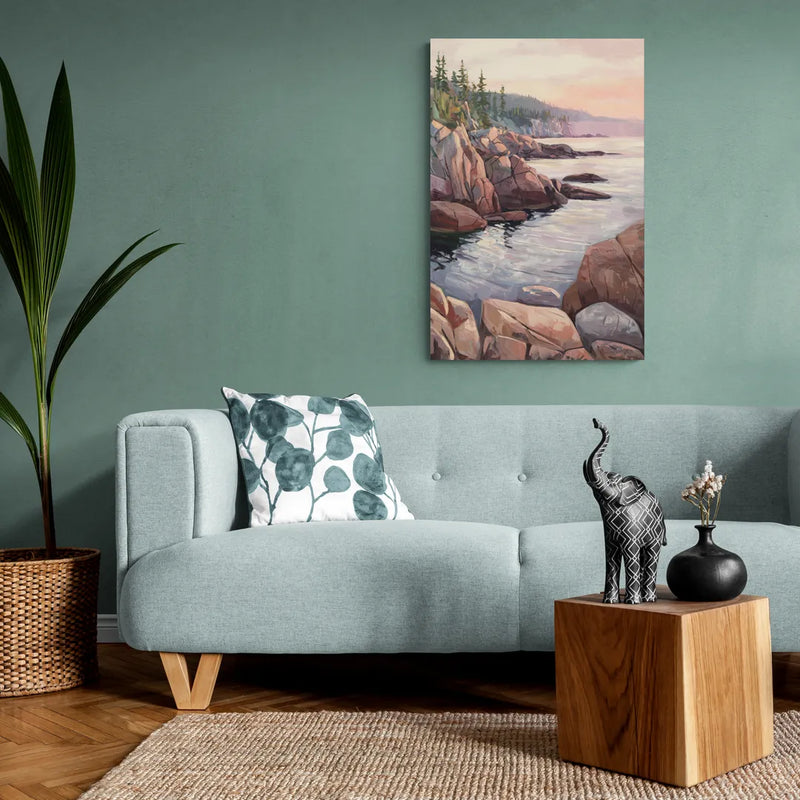 Bar Harbor Rocky Shoreline - Canvas Wall Art Living Room