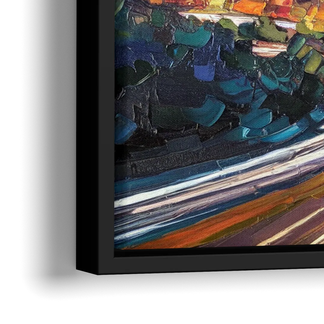 Atlanta Vibrant Downtown Scene - Close-Up Black Frame Canvas