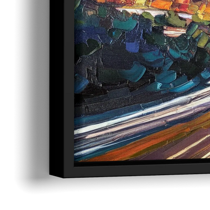 Atlanta Vibrant Downtown Scene - Close-Up Black Frame Canvas