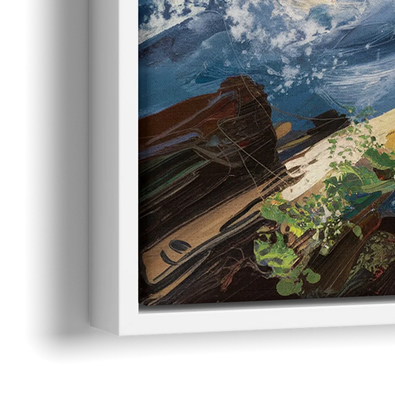 Bandon Lighthouse View - Close-Up White Frame Canvas