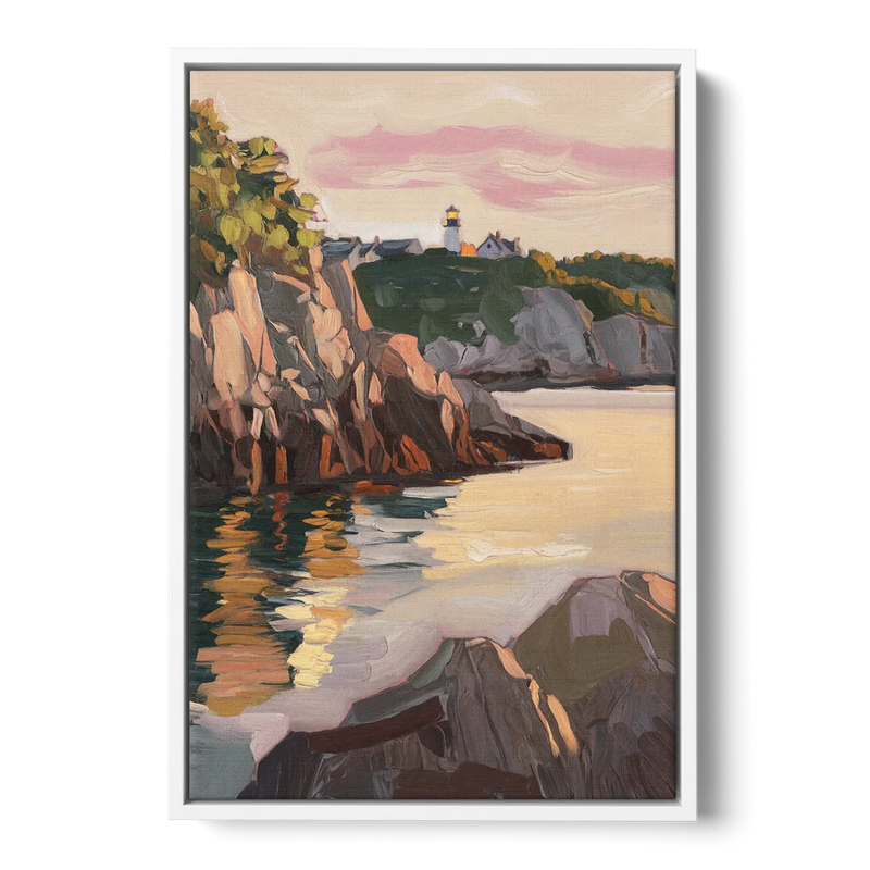 Bar Harbor Scenic Coastline - White Frame Canvas