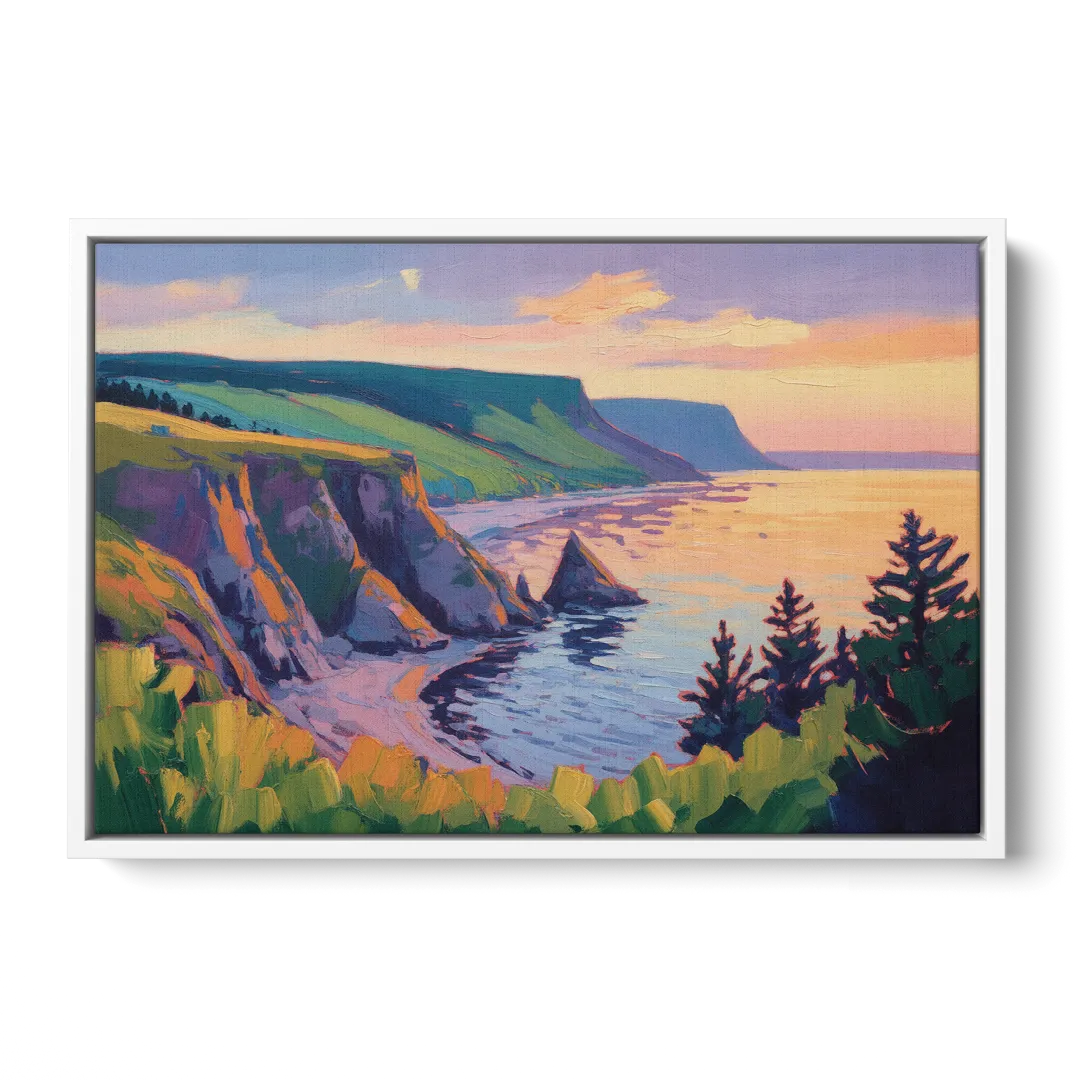 Sunset Over Cape Breton - White Frame Canvas