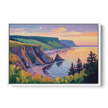 Sunset Over Cape Breton - White Frame Canvas
