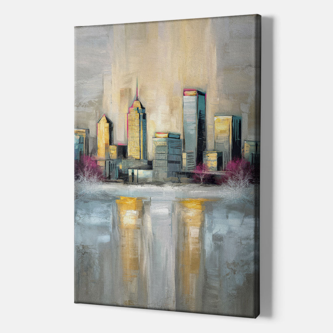 Buffalo Skyline in Winter - Canvas Wall Art Indoor