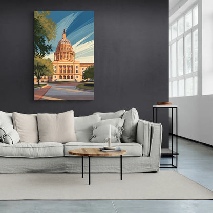 Austin Capitol Building Charm - Canvas Wall Art Living Room