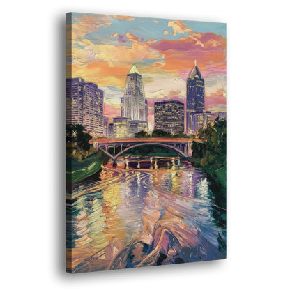 Columbus Scioto River View - Canvas Print Art Sides