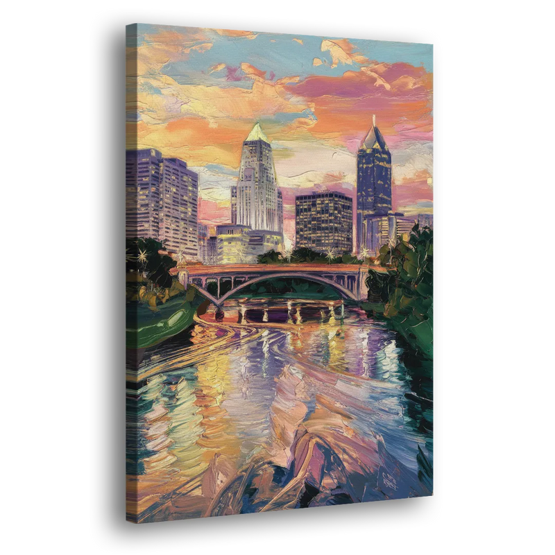 Columbus Scioto River View - Canvas Print Art Sides