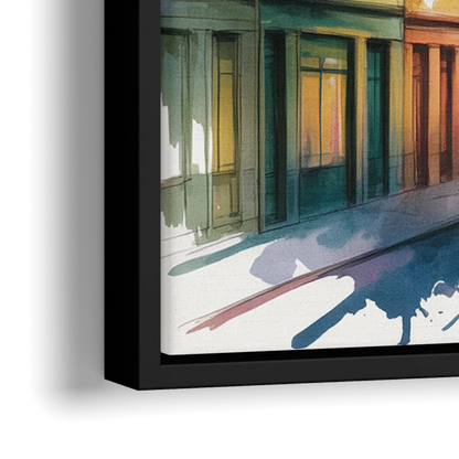 Qubec City by Night - Close-Up Black Frame Canvas