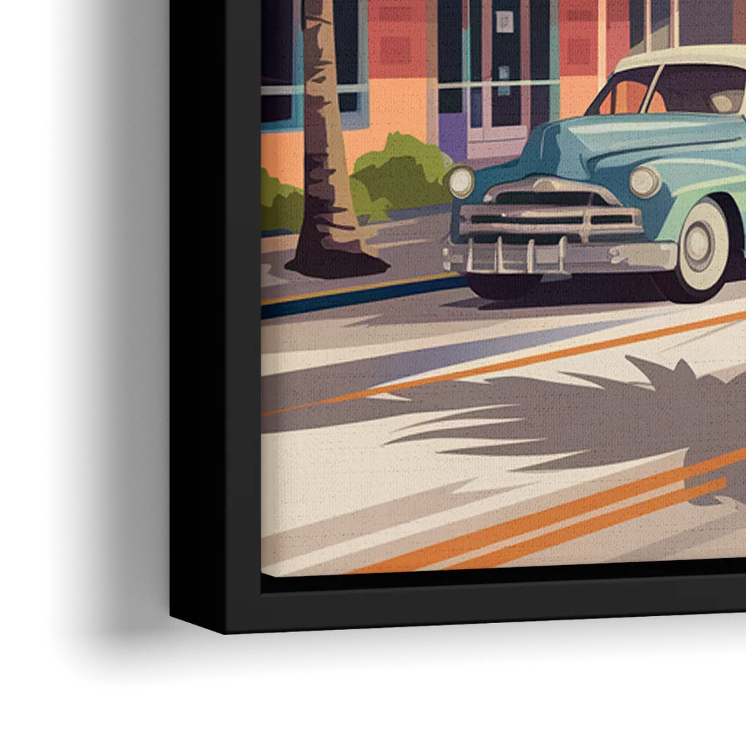Miami Art Deco District - Close-Up Black Frame Canvas