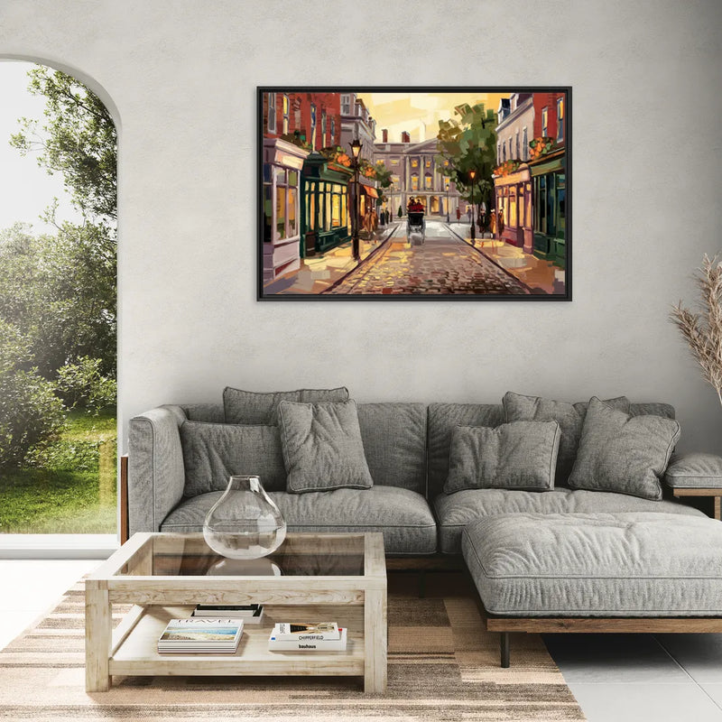 Lancaster Historic Downtown - Living Room Black Frame Canvas