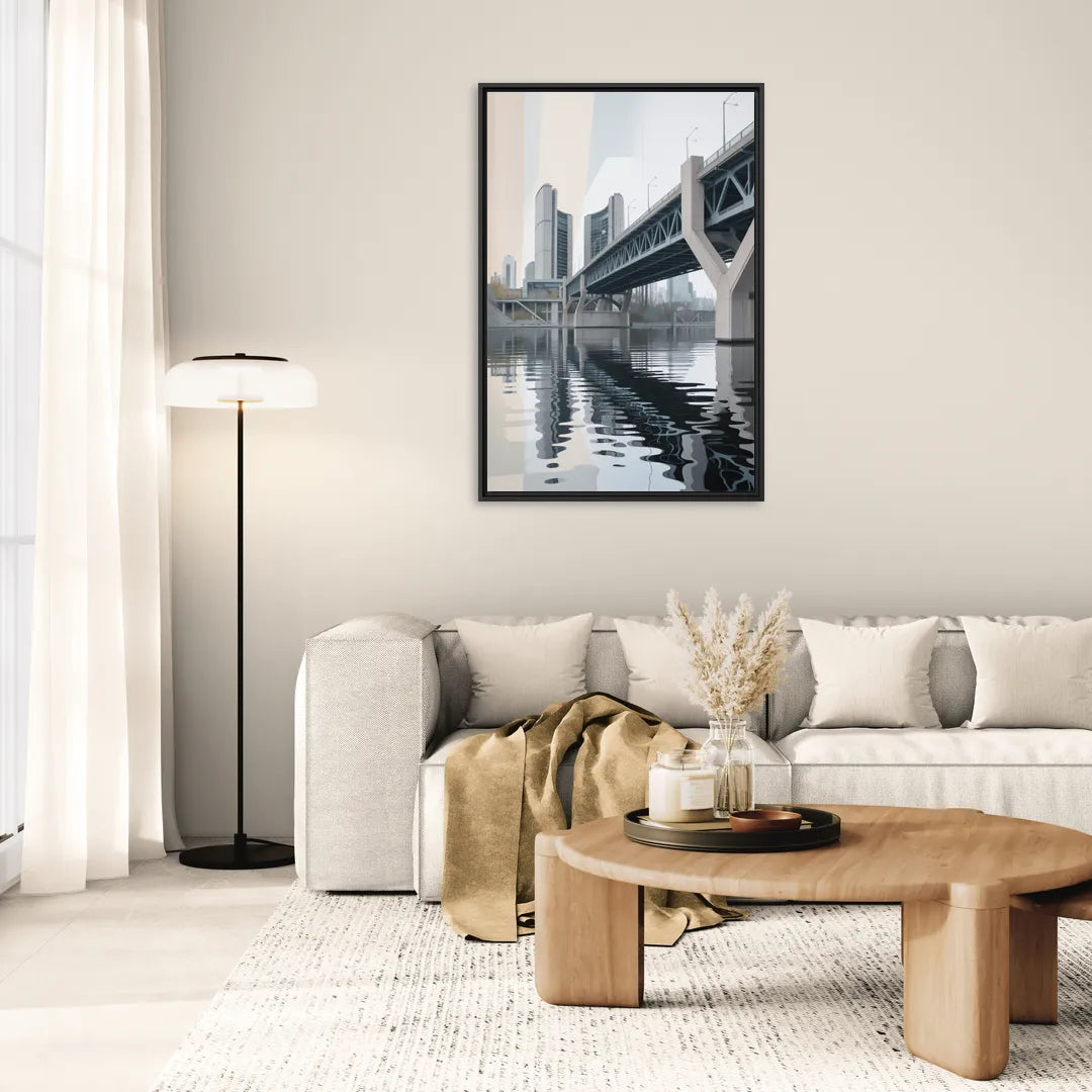 Toronto Cherry Street Bridge - Living Room Black Frame Canvas