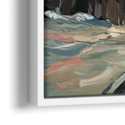 Traverse City Lighthouse View - Close-Up White Frame Canvas
