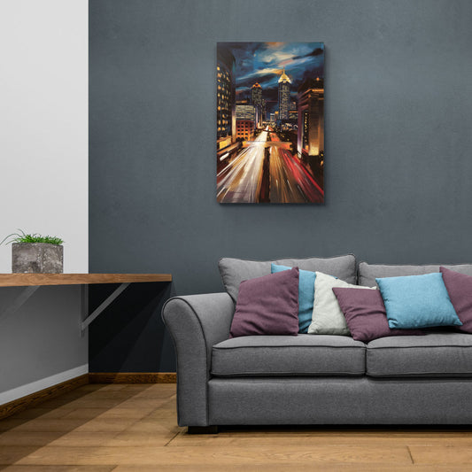 Atlanta Cityscape at Night - Canvas Wall Art Living Room