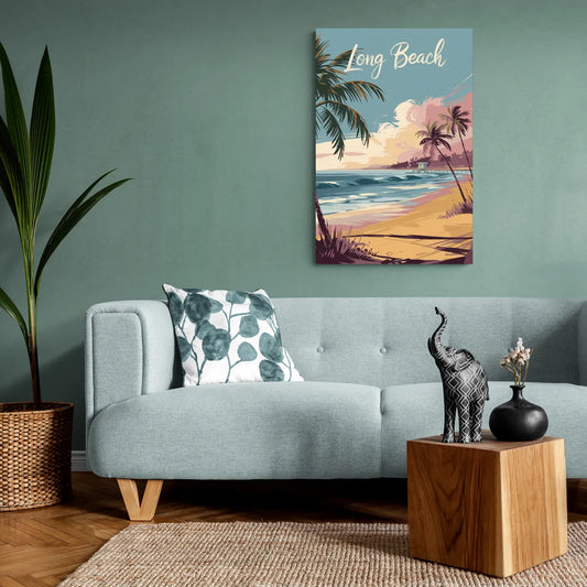 Long Beach California Coastal Scene - Canvas Wall Art Living Room