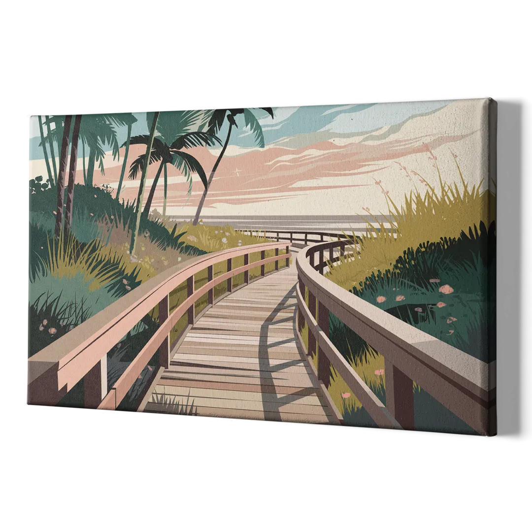 Virginia Beach Boardwalk Bliss - Canvas Print Art Sides
