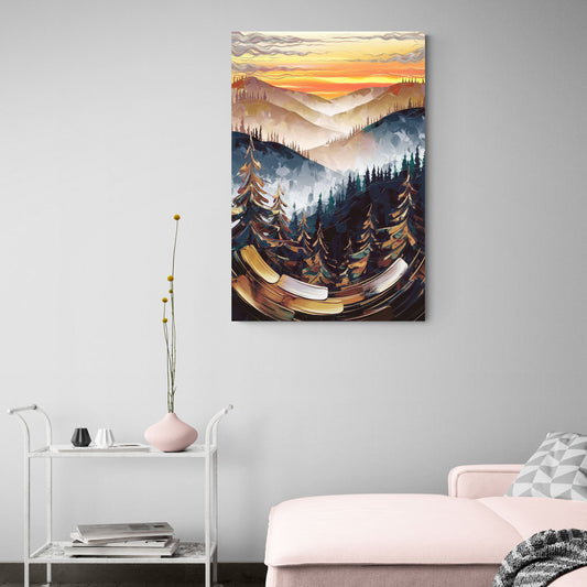 Asheville Blue Ridge Sunset - Canvas Wall Art Living Room