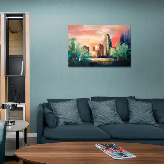 Tulsa Midtown Scenery - Canvas Wall Art Living Room