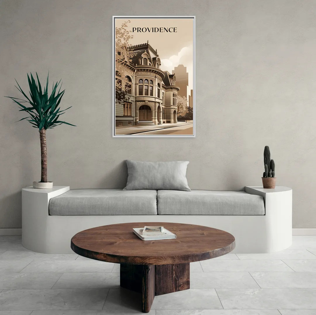 Providence Historic Architecture - Living Room White Frame Canvas